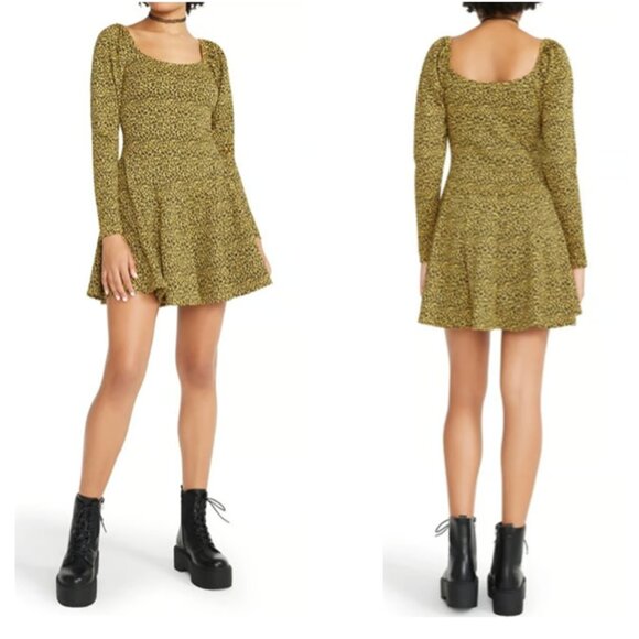 Betsey Johnson Two-Tone Cheetah Print Fit & Flare Mini Dress Yellow Size S - Picture 13 of 13